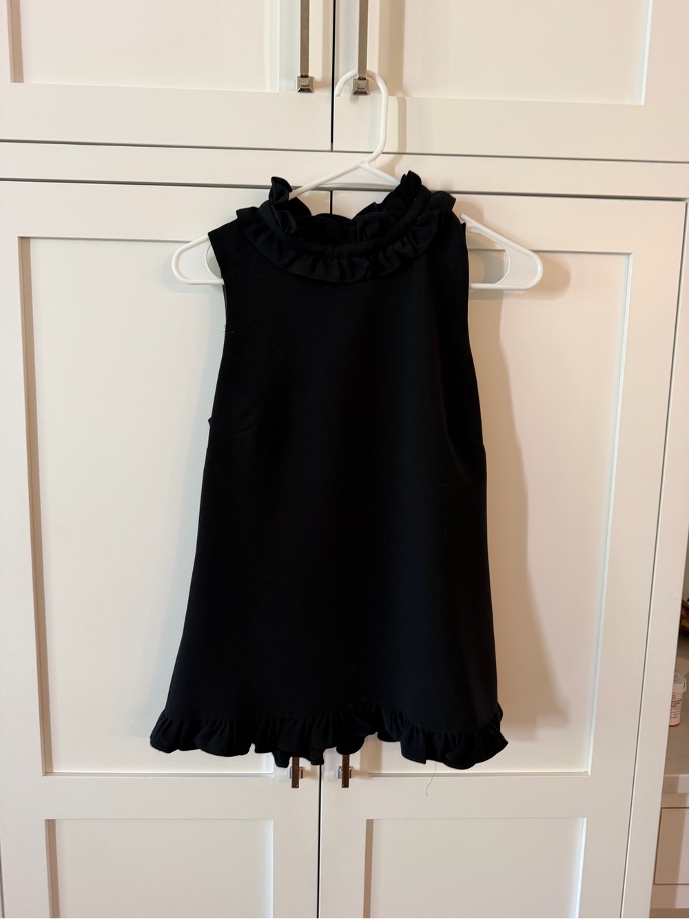 Sail to Sable Black Ruffle Neck Shift Top